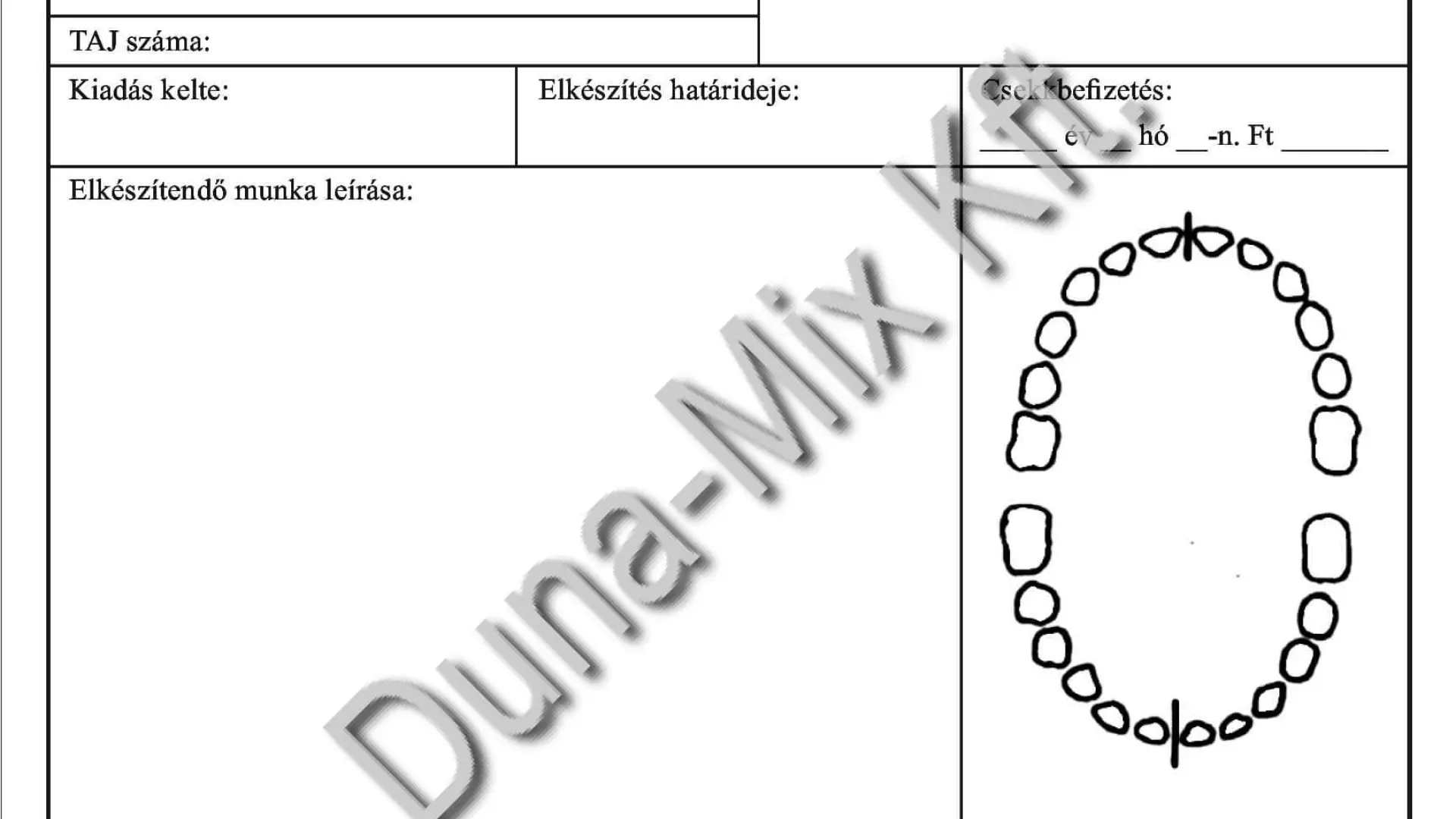 Megrendelő munkalap, fogszabályzó kész.-hez 50x2 L